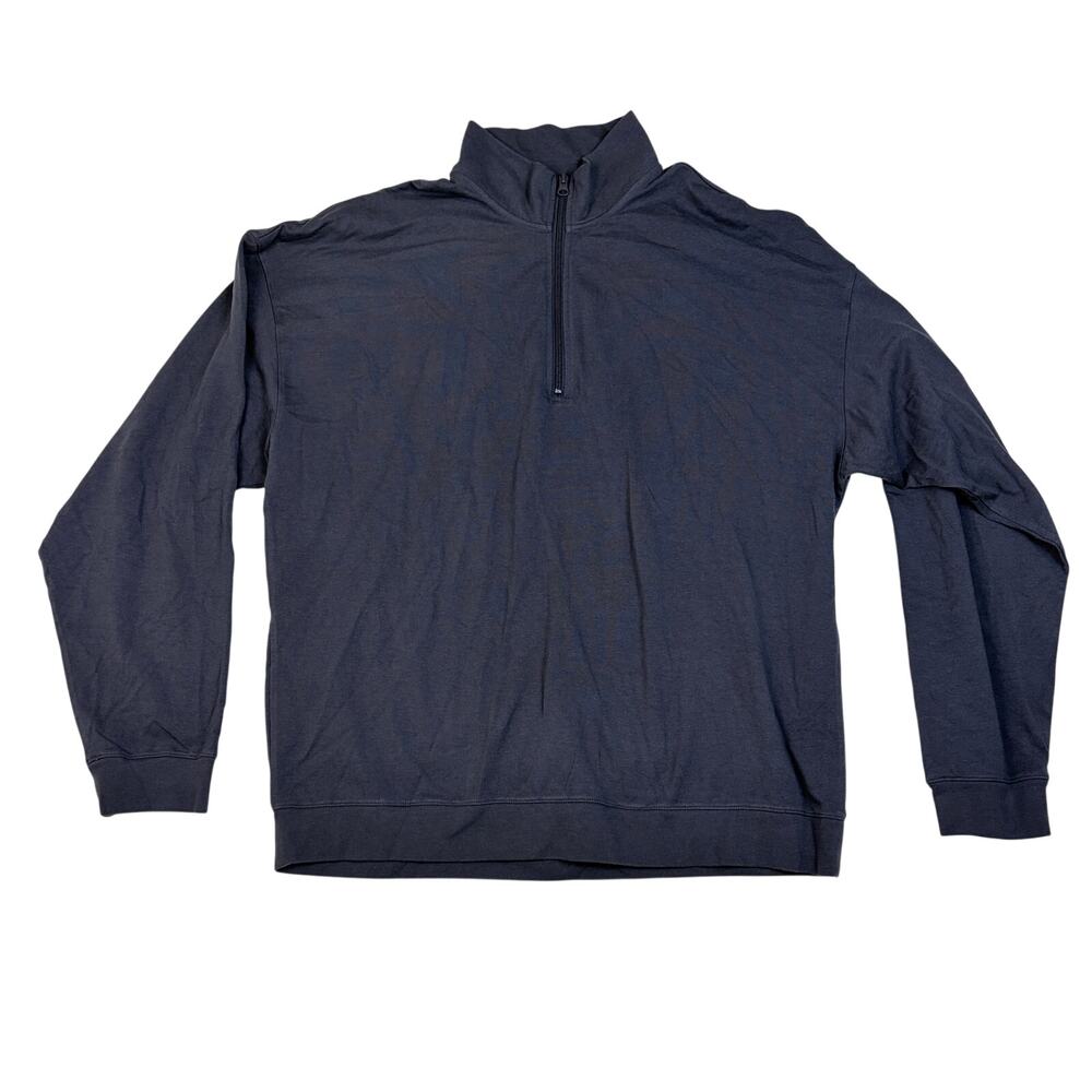 SKIMS Men's Cotton Jersey Quarter Zip Pullover Soot Gray Size L NWT Authentic